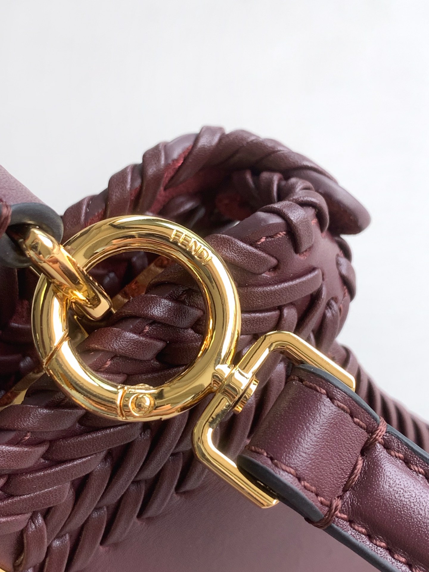 Fendi Peekaboo ISeeU Petite claret Interlace Leather Bag